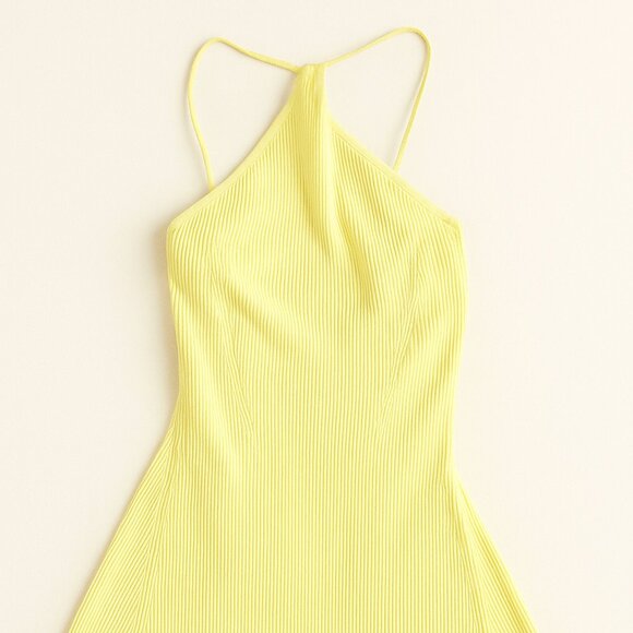 ZARA Yellow Ribbed Halter Dress – Size S - Picture 1 of 2